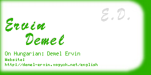 ervin demel business card